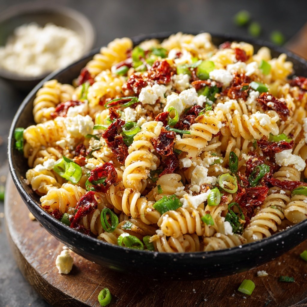 Mediterraner Nudelsalat Mit Frühlingszwiebeln