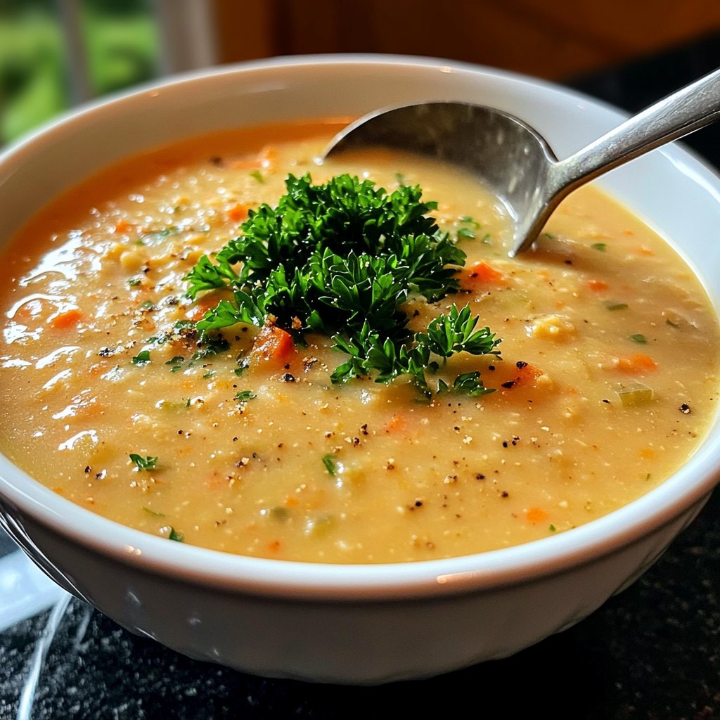 Linsensuppe mit Petersilie
